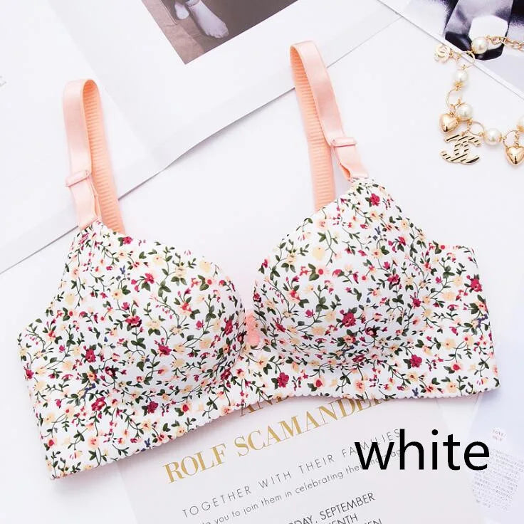 Women Flower Print Seamless Push Up Bras