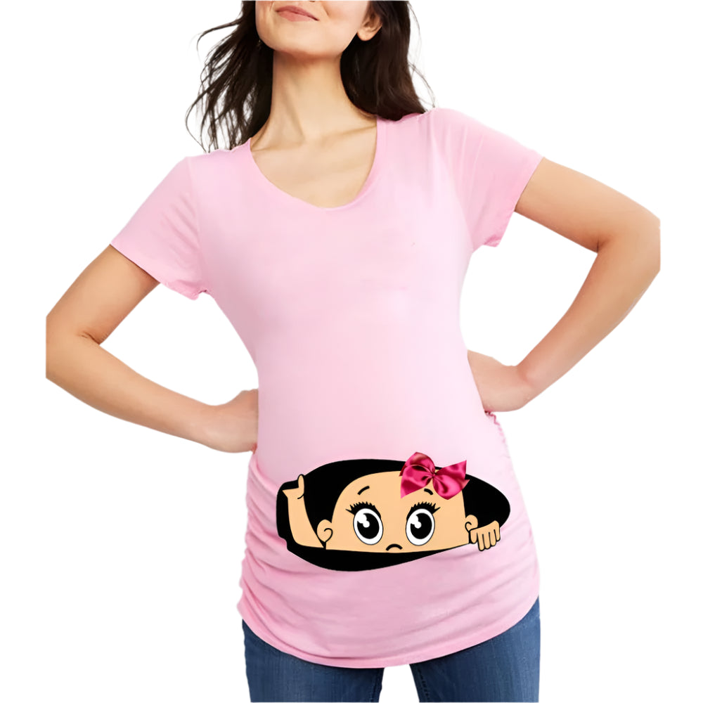 Funny Cartoon Print Maternity T-Shirts