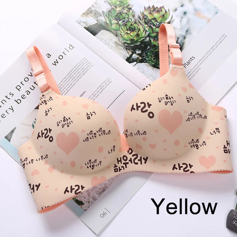 Women Flower Print Seamless Push Up Bras