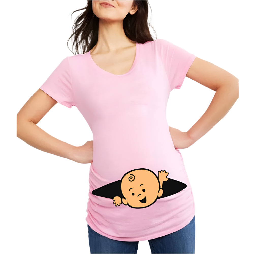 Funny Cartoon Print Maternity T-Shirts