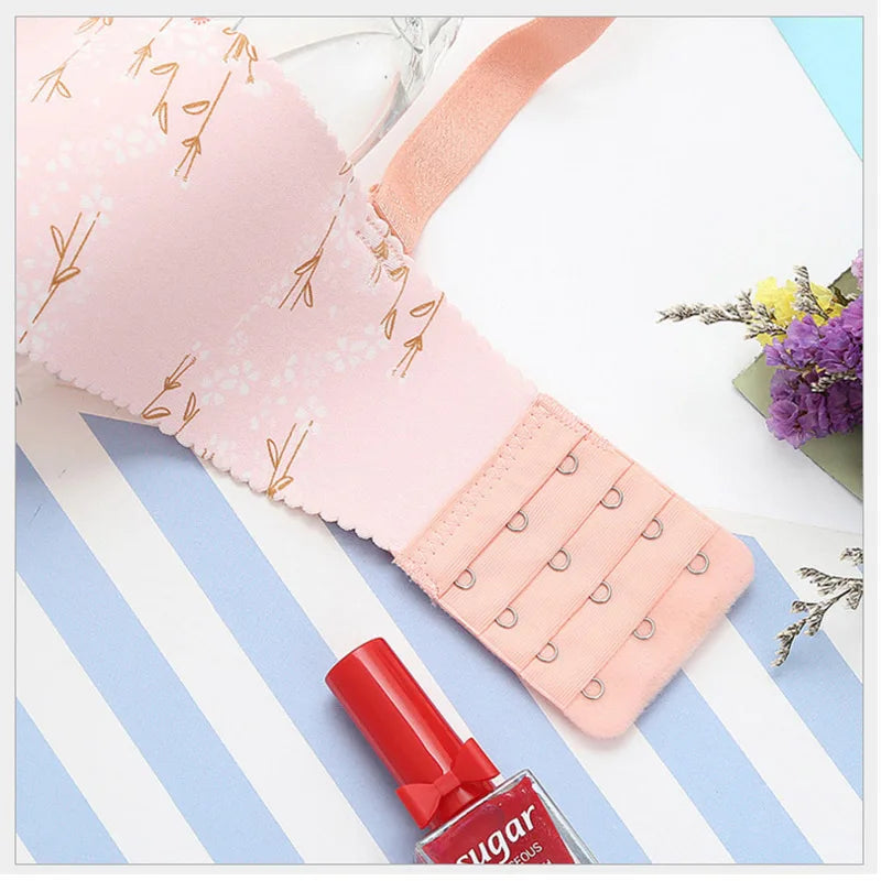 Women Flower Print Seamless Push Up Bras
