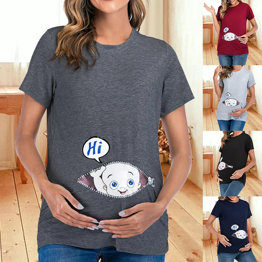 Women Pregnant Maternity Cotton Breastfeeding T-Shirt