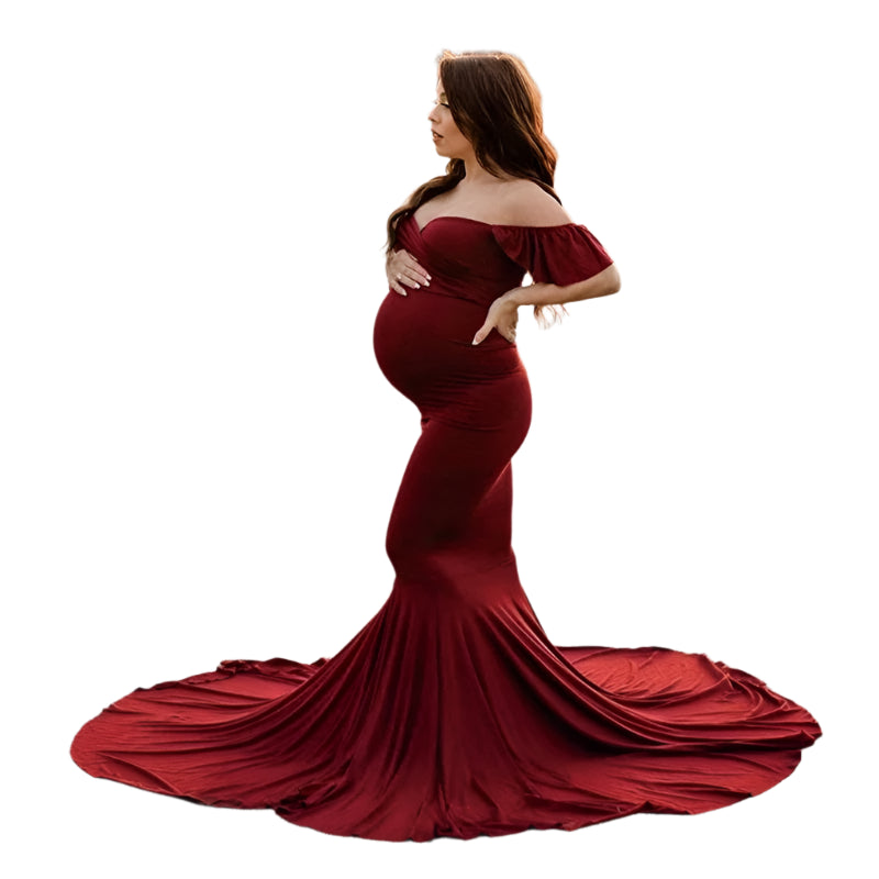 Maternity's Short Sleeve Dresses V Neck Maxi Long Photography