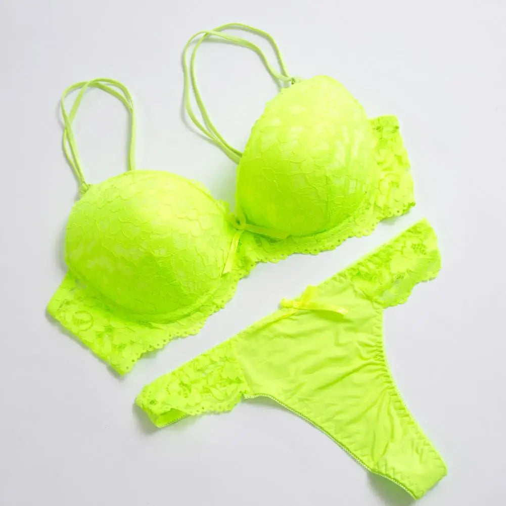 Floral Embroidery Women Underwear Lace Push Up Bra Set