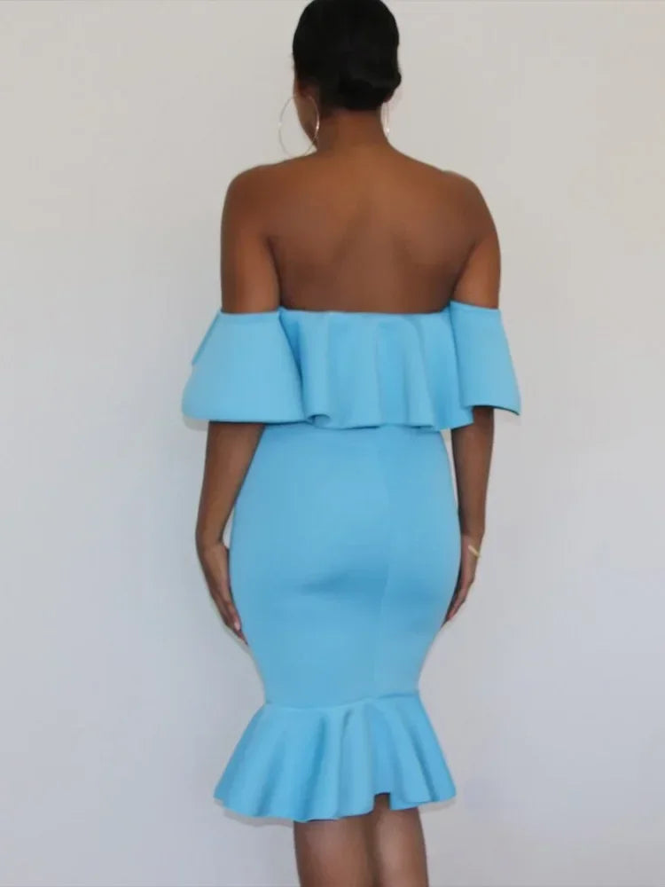 Off The Shoulder Maternity Dress Solid Ruffles