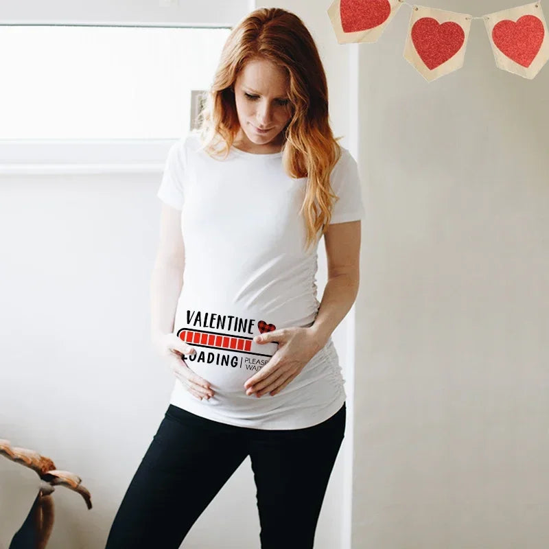 Little Valentine Cute Baby Heart Pregnant Shirts Valentine's Day Pregnancy Announcement