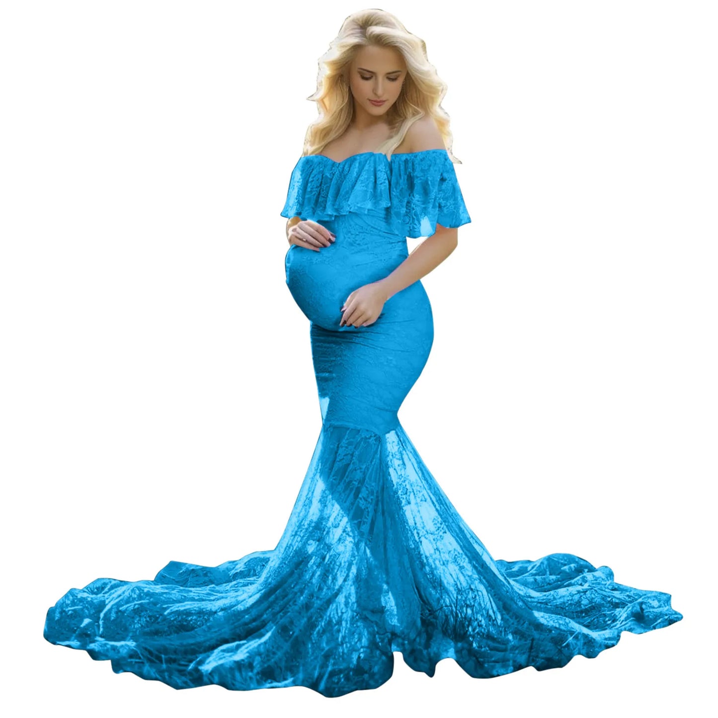 Lace Mesh Sleeveless Coral Maternity Dress