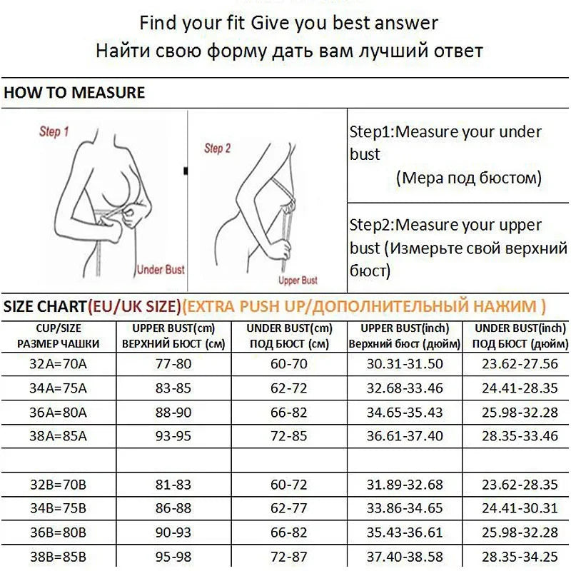 Sexy Lace Push Up Bra 1/2 Cup