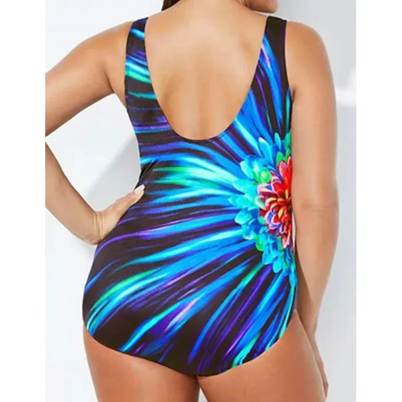 Plus Size Striped One Piece Swimwear