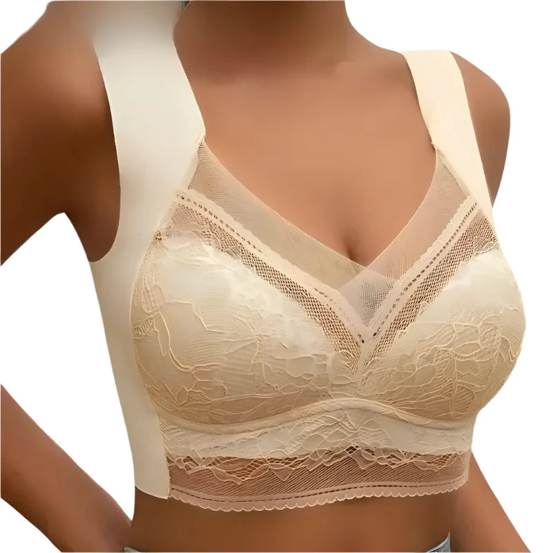 Womens Lace Bra Perspective Bralette Push Up Ice Silk Deep V Bra