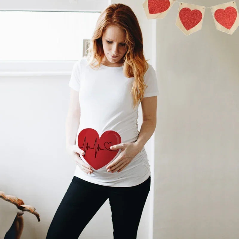 Little Valentine Cute Baby Heart Pregnant Shirts Valentine's Day Pregnancy Announcement