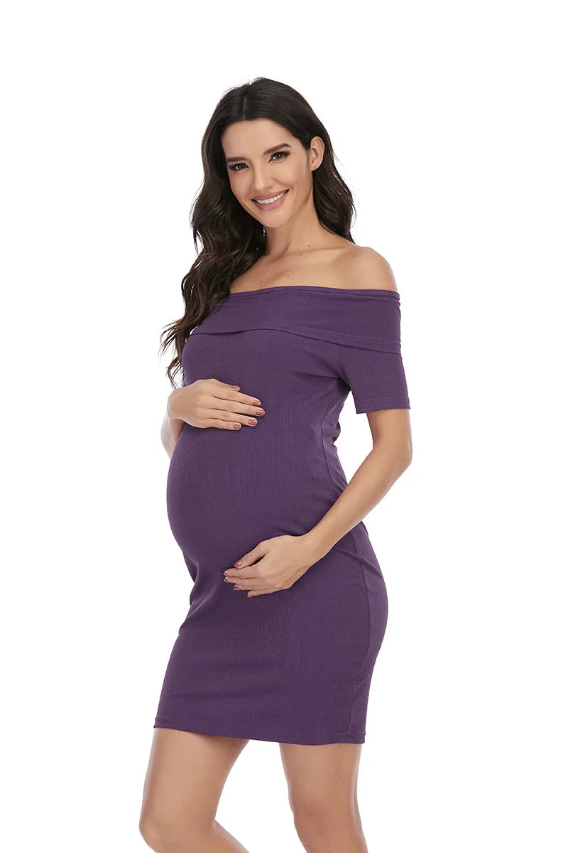 Off Shoulder Sleeveless Maternity Dress