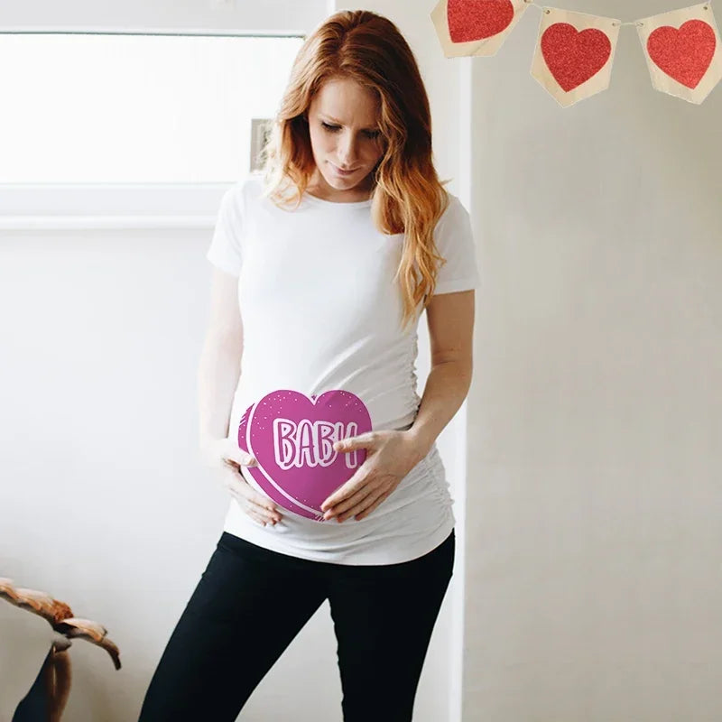 Little Valentine Cute Baby Heart Pregnant Shirts Valentine's Day Pregnancy Announcement