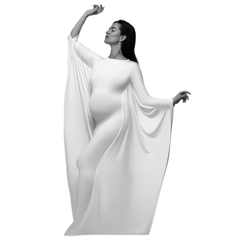 Women Pregnancy Photoshoot Maxi Batwing Sleeve Bodycon Long Maternity Dress