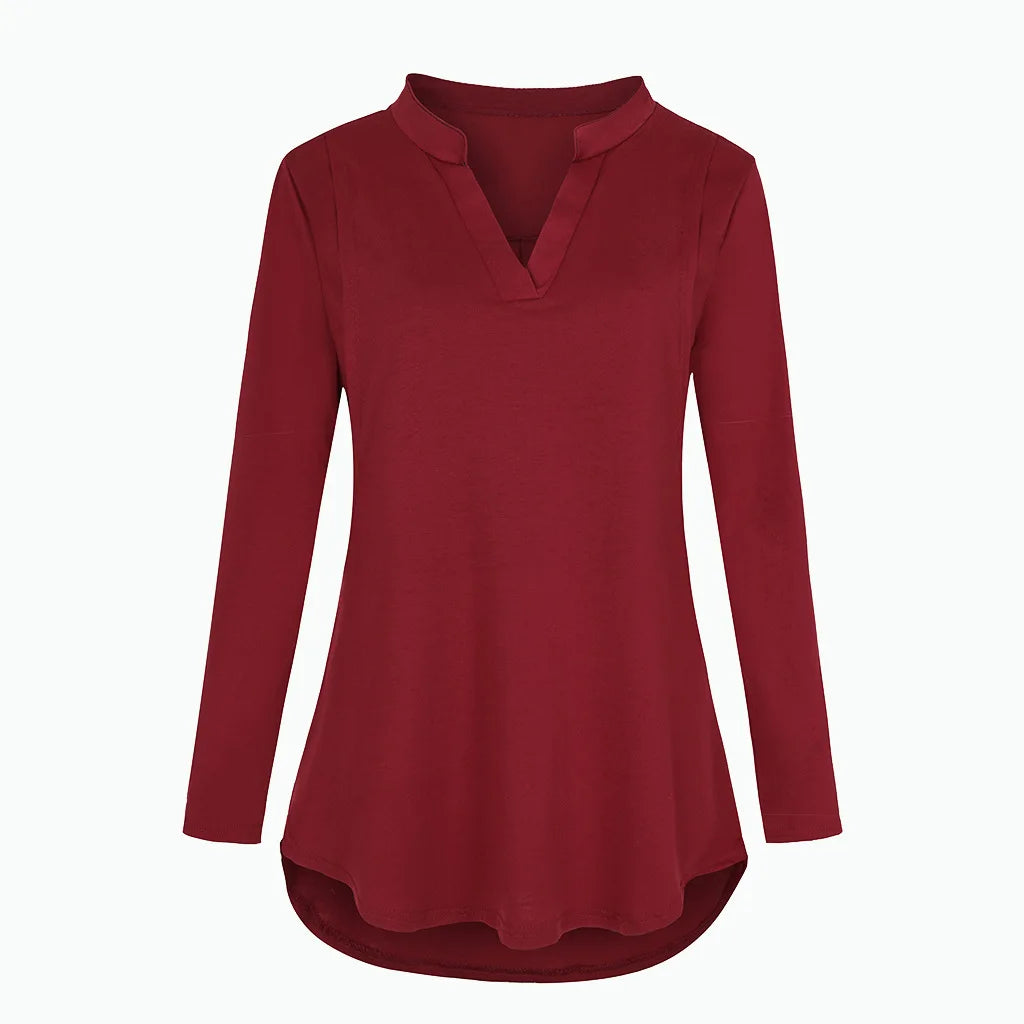 Women's Maternity Breastfeeding T-shirt V-Neck Solid Color Long Sleeve Nursing Tops Clothes