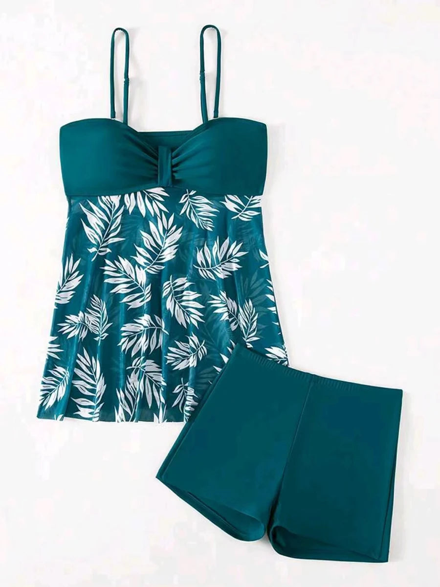 Short Dress Tankini With Shorts Swimsuit
