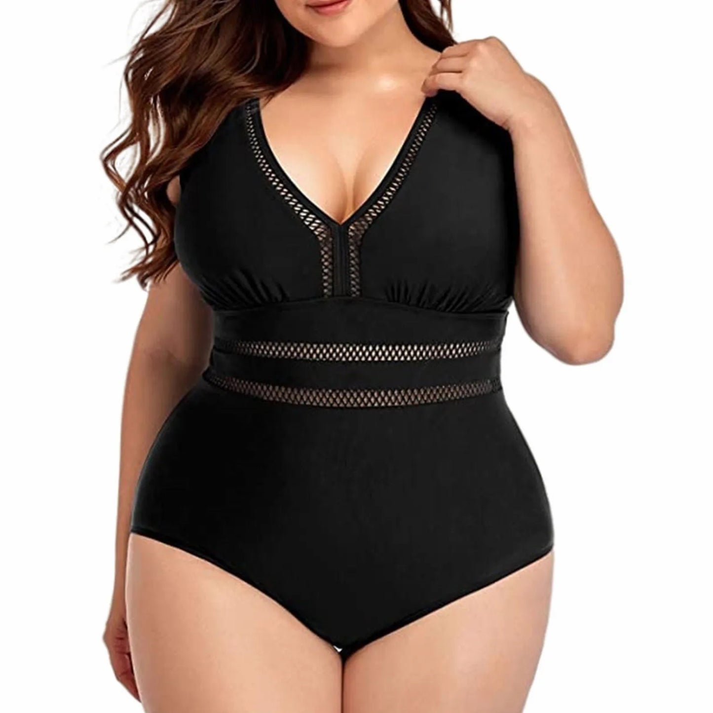 Women's Large Size Swimsuit Solid Color