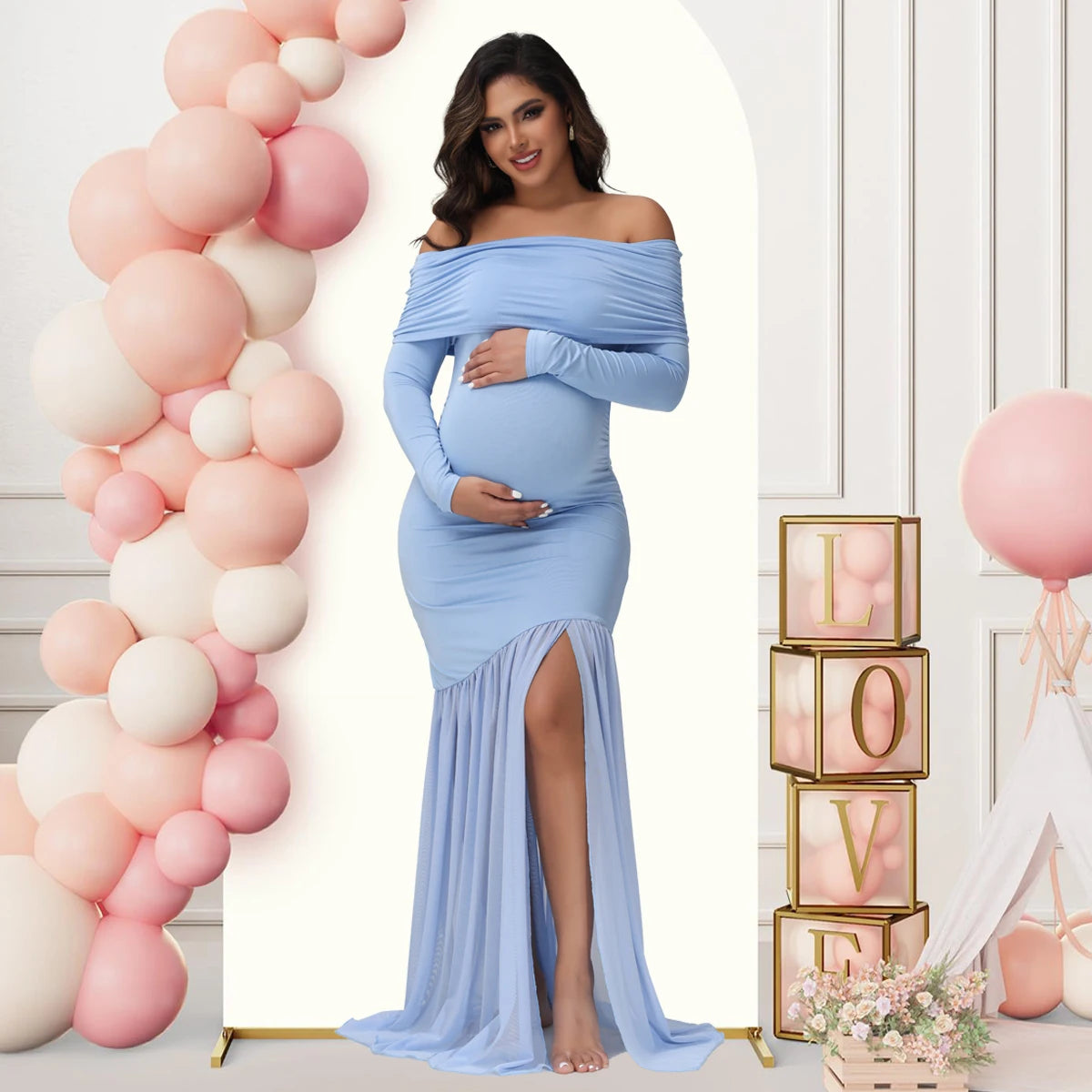 Maternity Off-Shoulder Dresses For Photoshoot