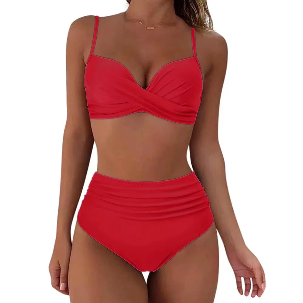 Vintage High Waist Bikinis Push Up Swimwear