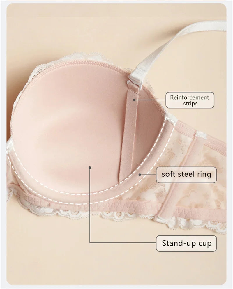 Sexy Lace Push Up Bra 1/2 Cup