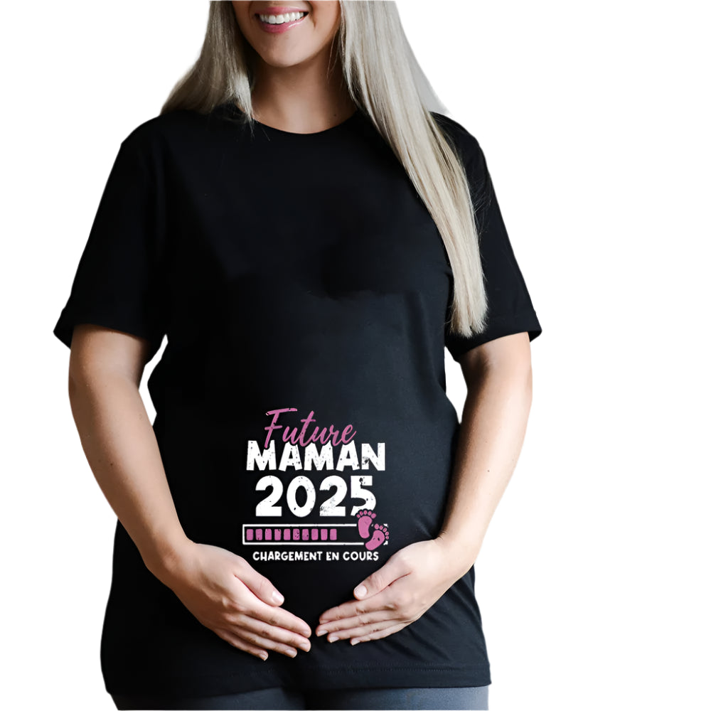 Future Mom 2025 Loading Print Pregnant Women's Tees Shirt