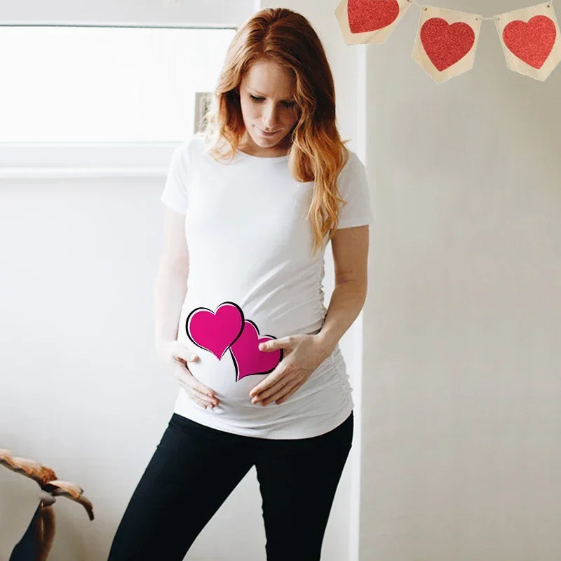 Little Valentine Cute Baby Heart Pregnant Shirts Valentine's Day Pregnancy Announcement