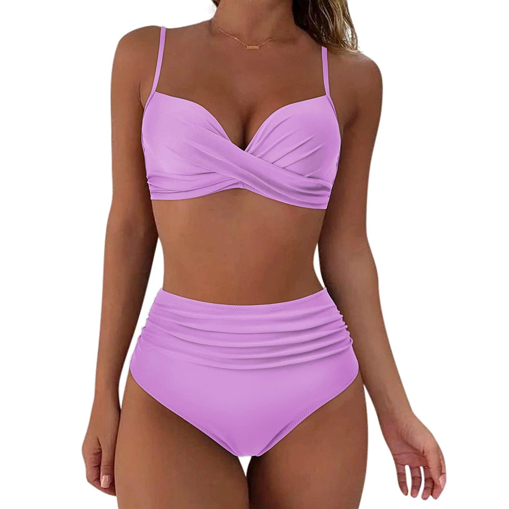 Vintage High Waist Bikinis Push Up Swimwear