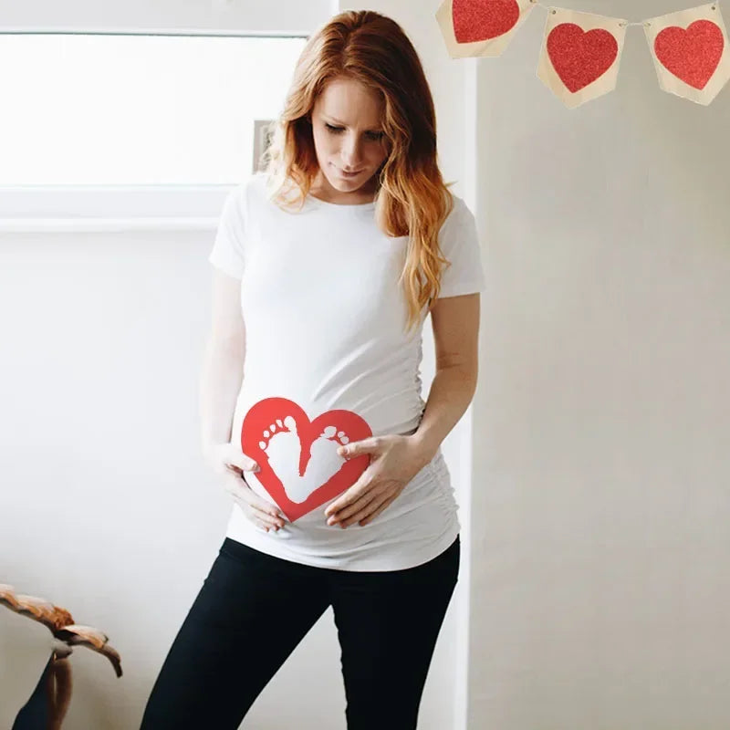 Little Valentine Cute Baby Heart Pregnant Shirts Valentine's Day Pregnancy Announcement