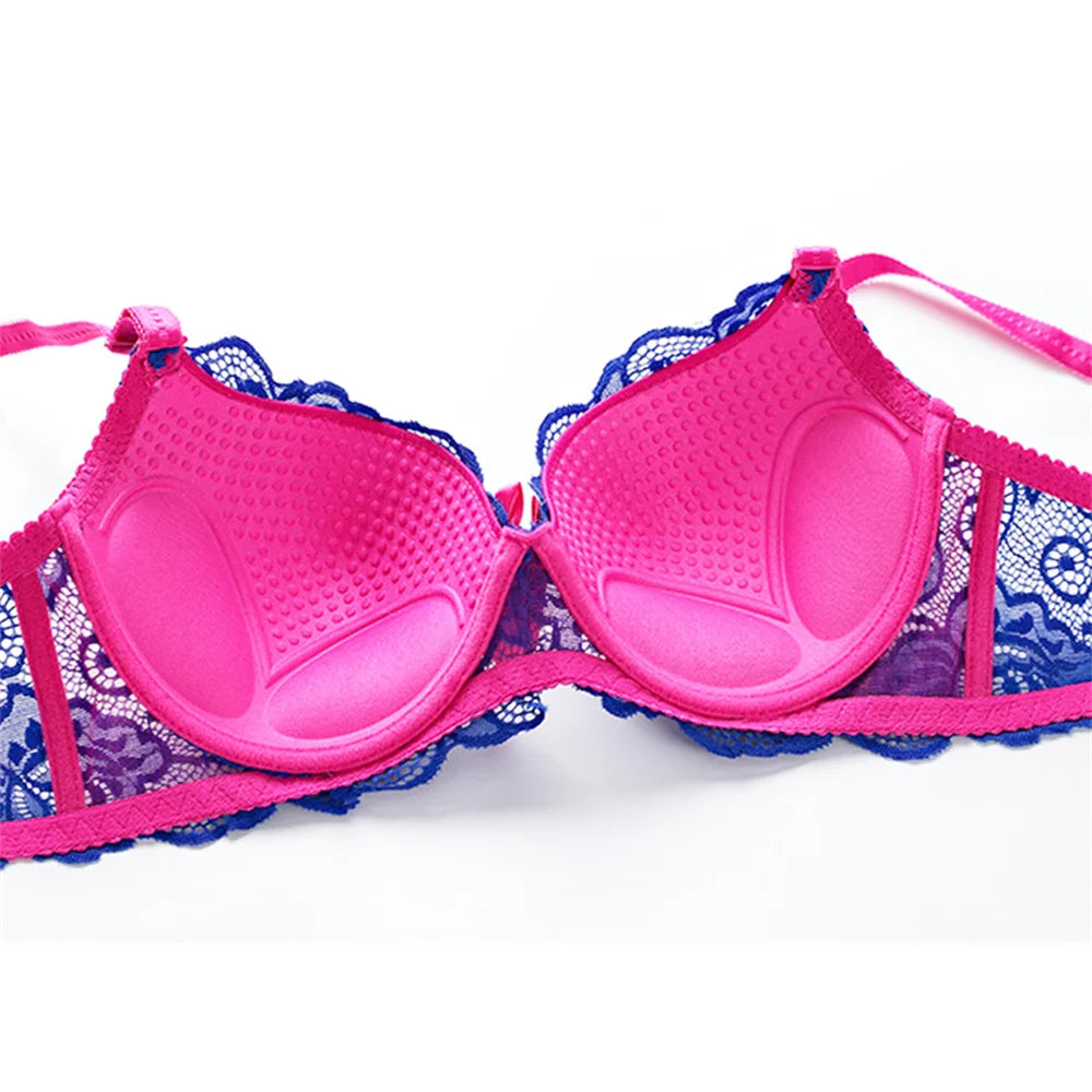 Women's Sexy Lace Underwire Bra Lightly Padded Plunge Push up Cup
