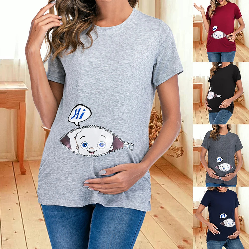 Women Pregnant Maternity Cotton Breastfeeding T-Shirt