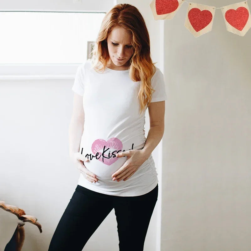 Little Valentine Cute Baby Heart Pregnant Shirts Valentine's Day Pregnancy Announcement