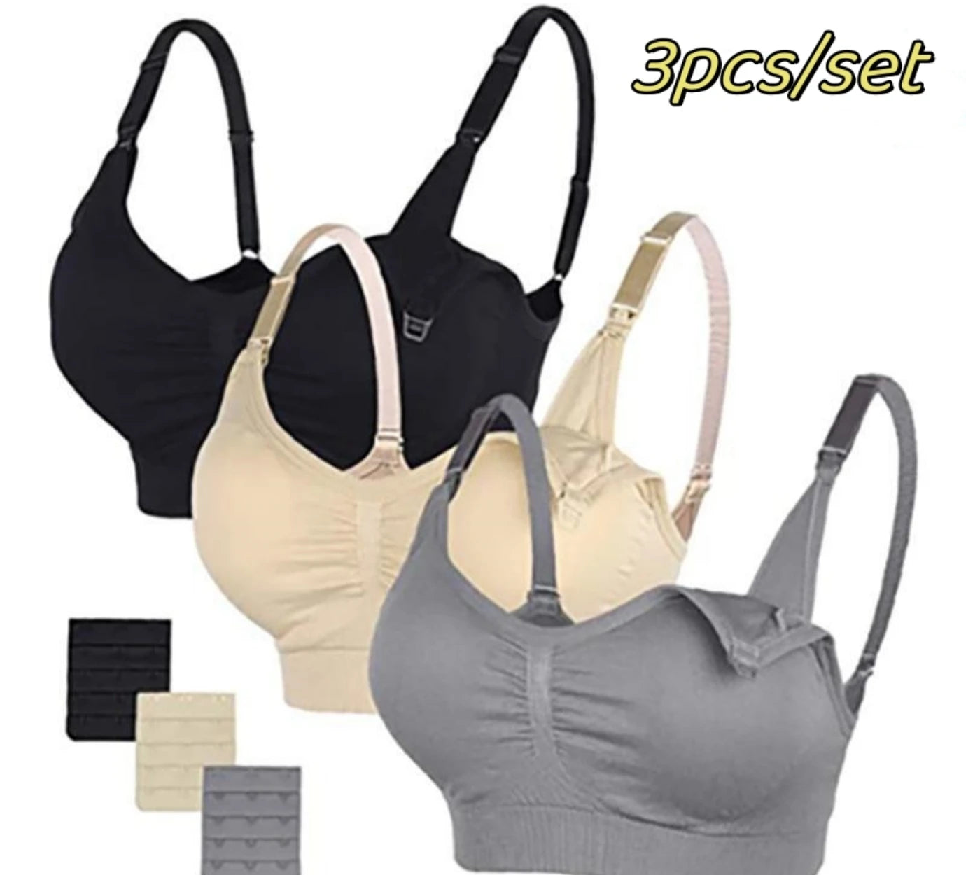 3pcs/Set High Quality Maternity Nursing Cotton Breastfeeding Seamless Large Size Breathable Bra Push Up