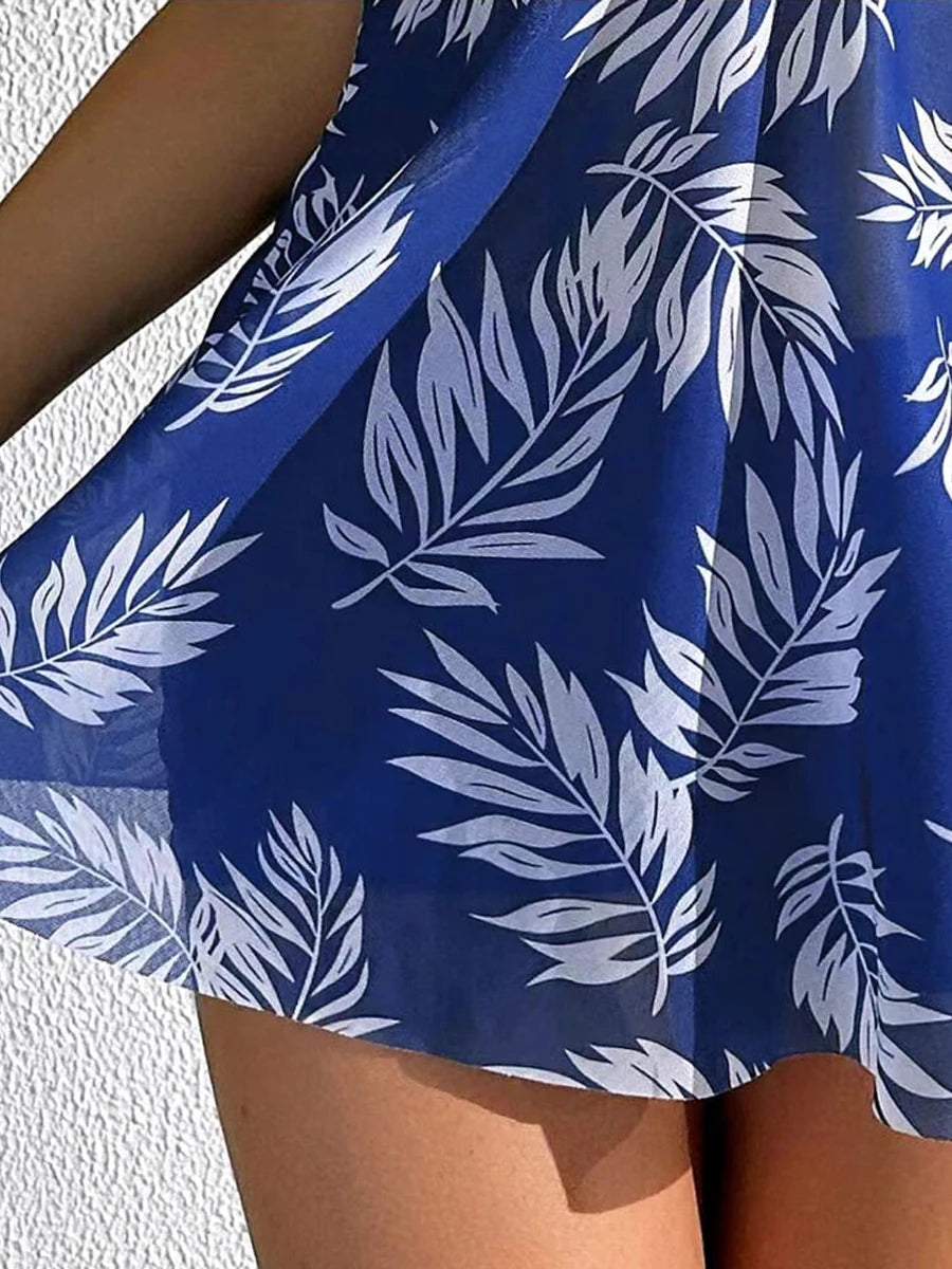 Short Dress Tankini With Shorts Swimsuit