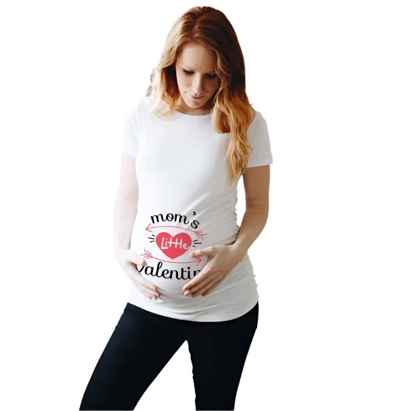Little Valentine Cute Baby Heart Pregnant Shirts Valentine's Day Pregnancy Announcement