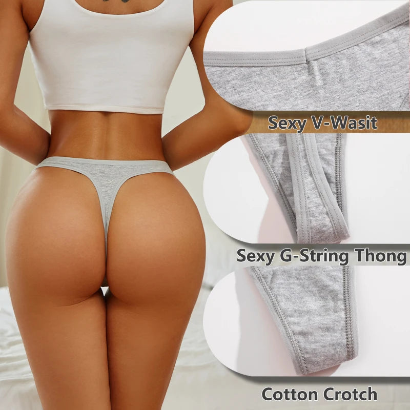 4PCS/Set Women Cotton Panties Seamless Low Rise Thongs V-Waist