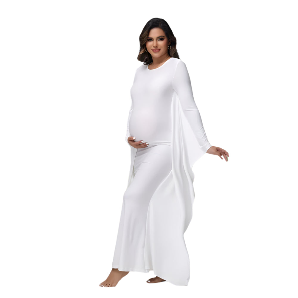 Women Pregnancy Photoshoot Maxi Batwing Sleeve Bodycon Long Maternity Dress