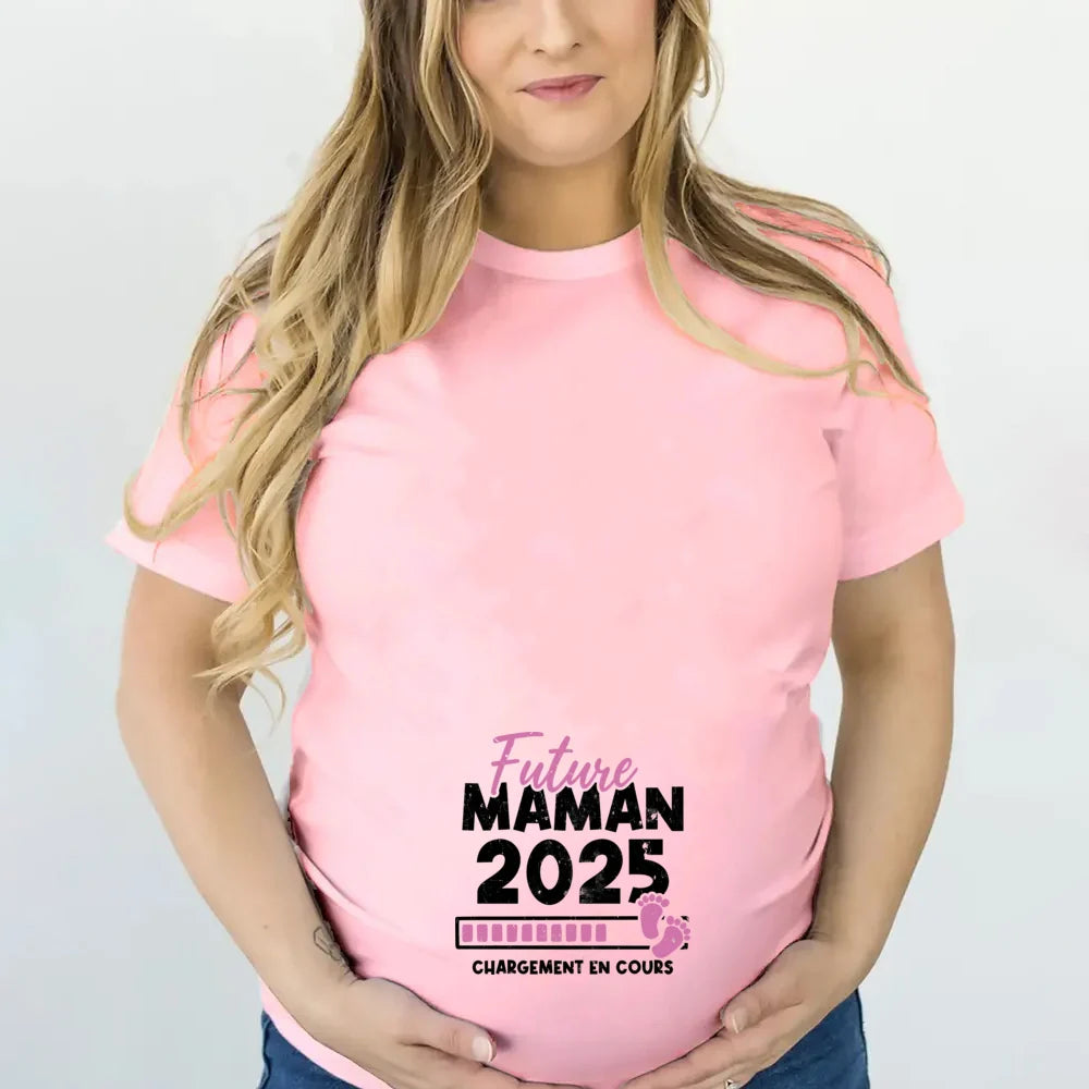 Future Mom 2025 Loading Print Pregnant Women's Tees Shirt