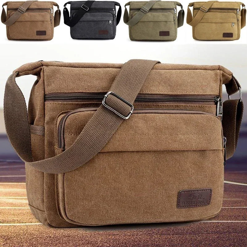 Men Canvas Crossbody Shoulder Casual Multi Function Portable Bag