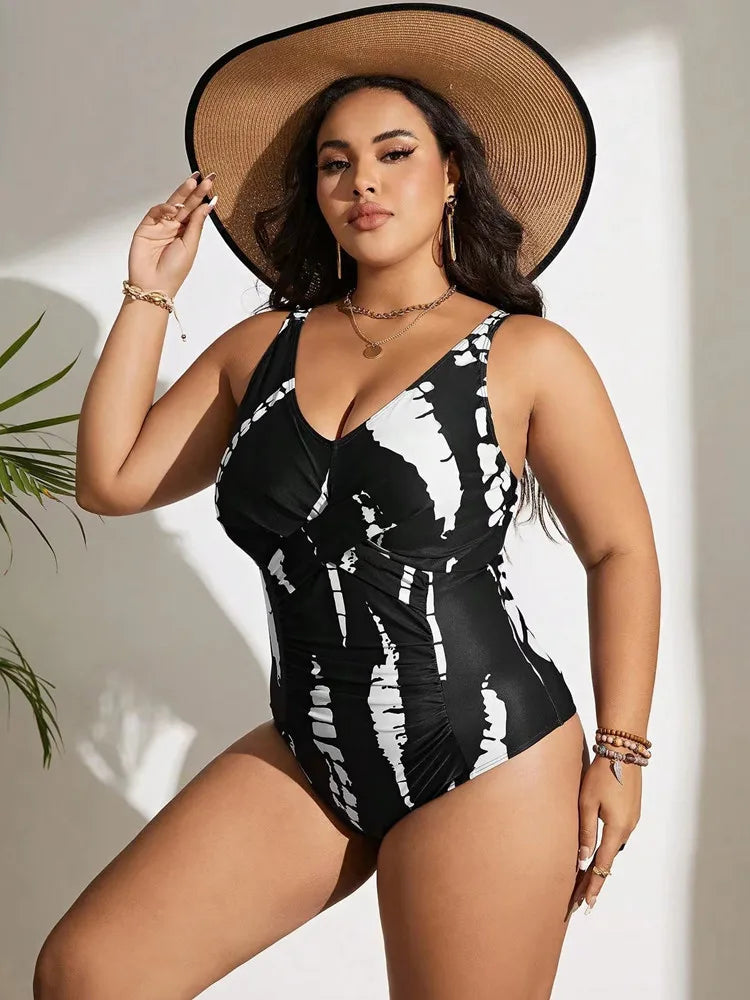 Plus Size One-Piece Push Up Swimsuit