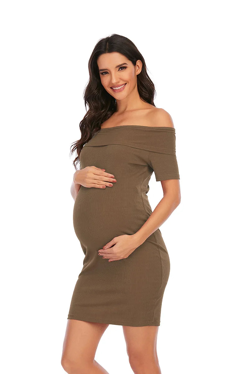 Off Shoulder Sleeveless Maternity Dress