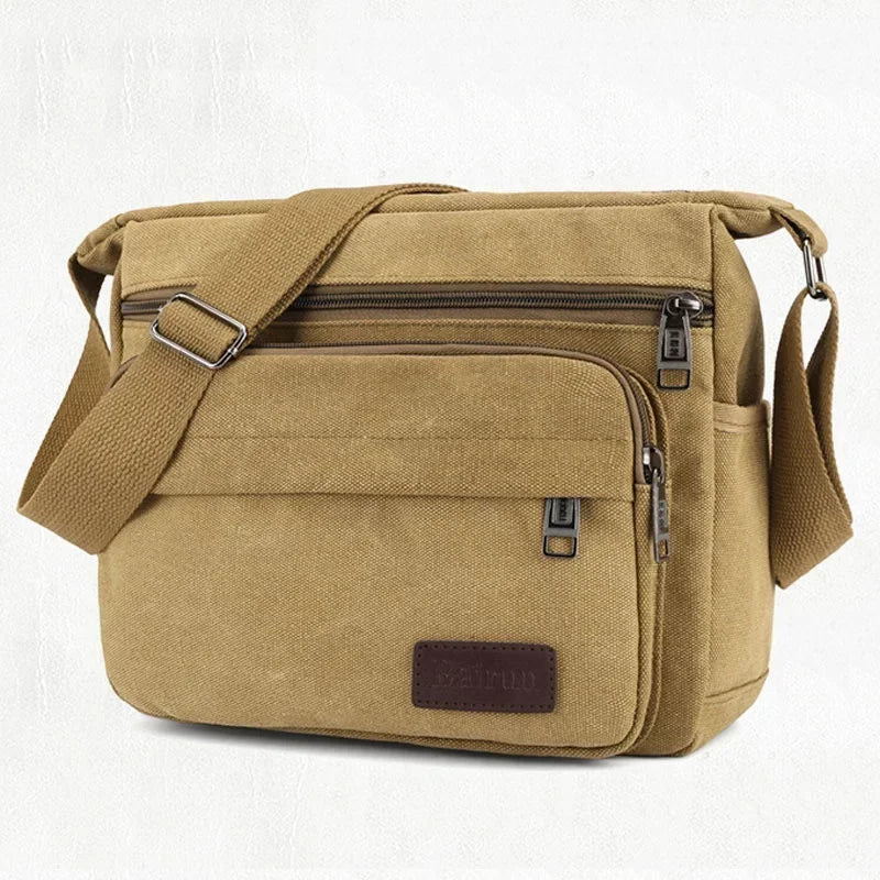 Men Canvas Crossbody Shoulder Casual Multi Function Portable Bag