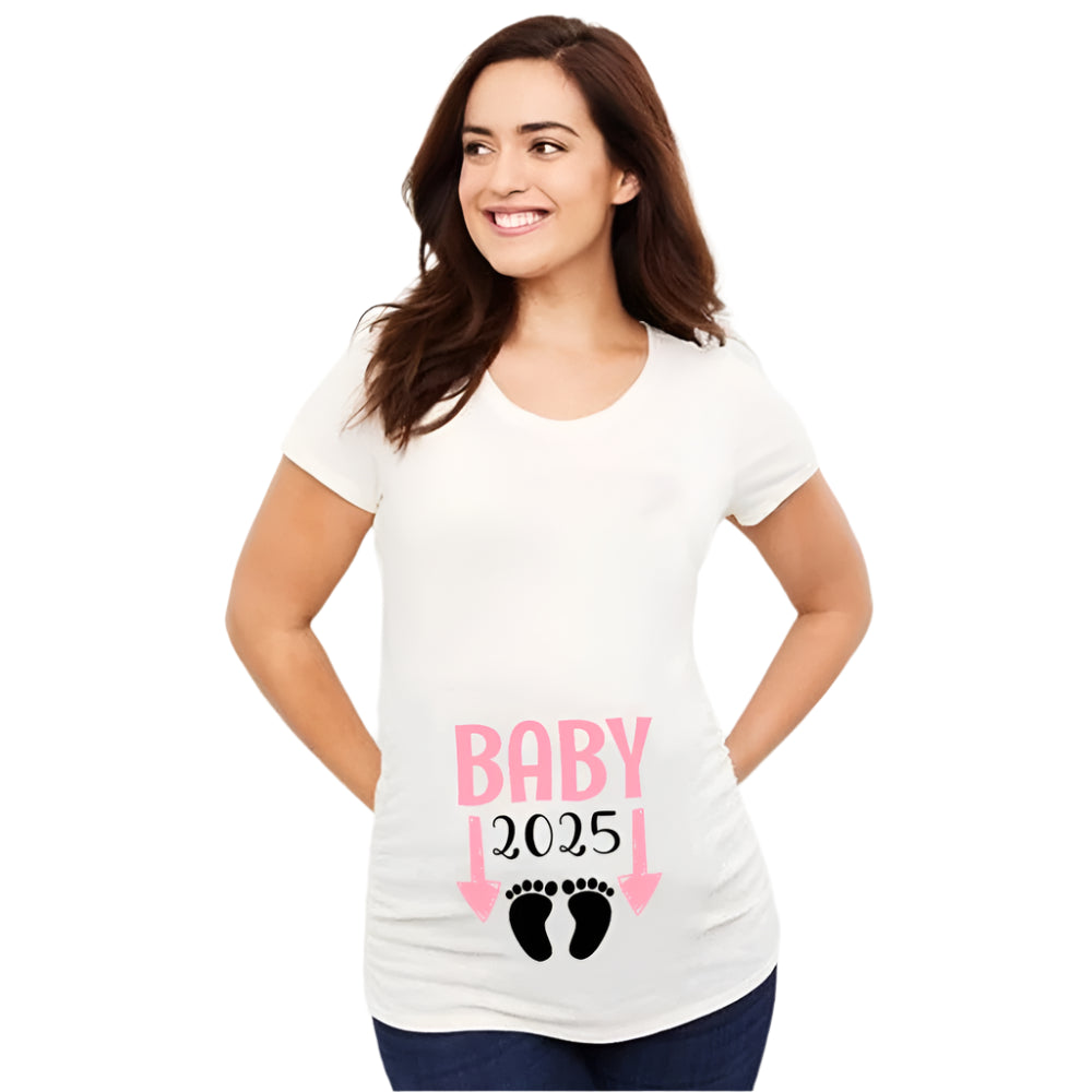 Baby Loading 2025 Print Pregnant T Shirt