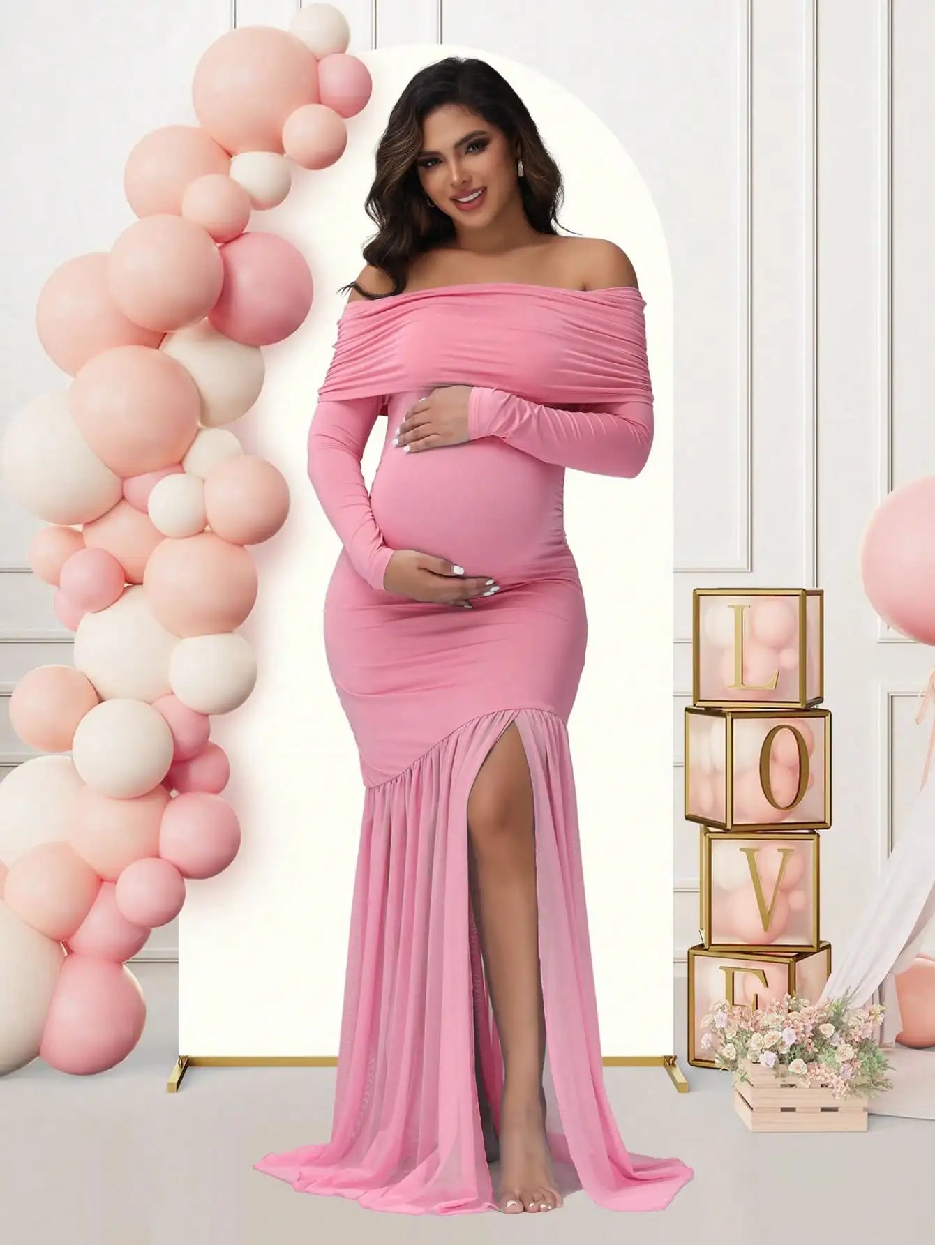 Maternity Off-Shoulder Dresses For Photoshoot