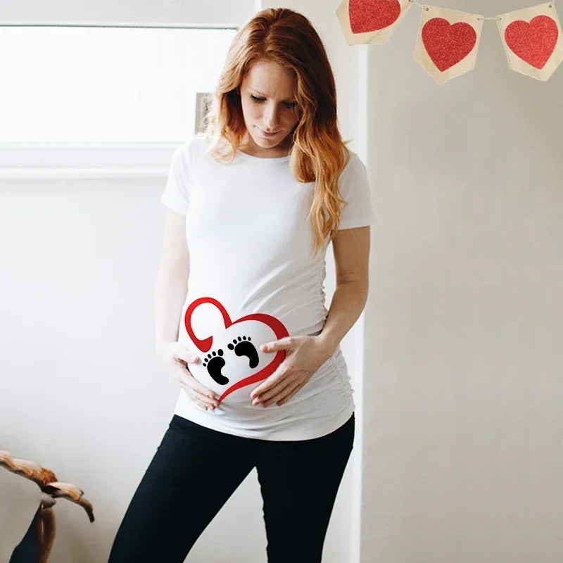 Little Valentine Cute Baby Heart Pregnant Shirts Valentine's Day Pregnancy Announcement