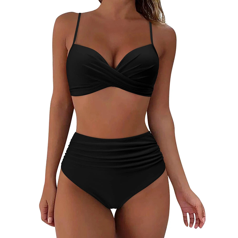 Vintage High Waist Bikinis Push Up Swimwear