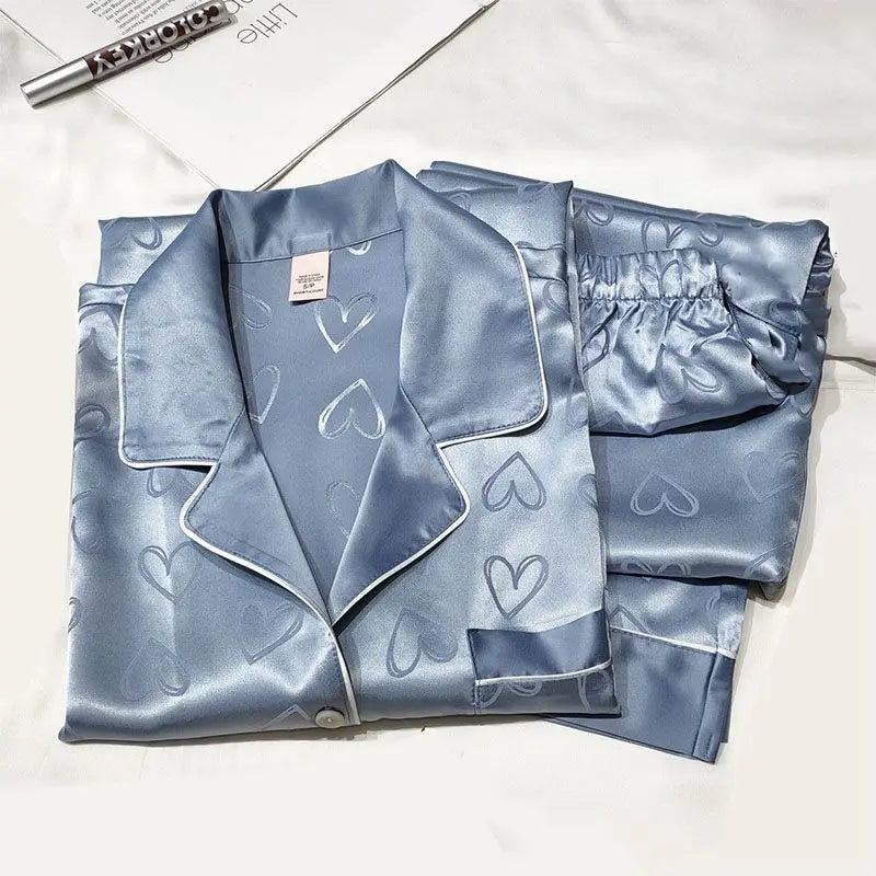 Long-Sleeved Simulation Silk Pajamas
