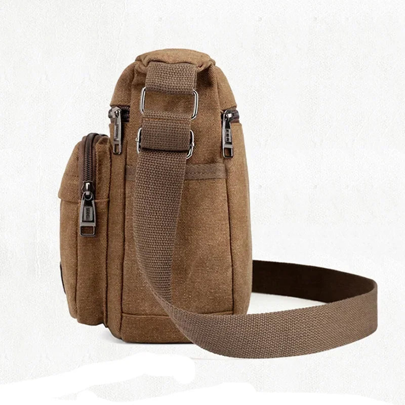 Men Canvas Crossbody Shoulder Casual Multi Function Portable Bag