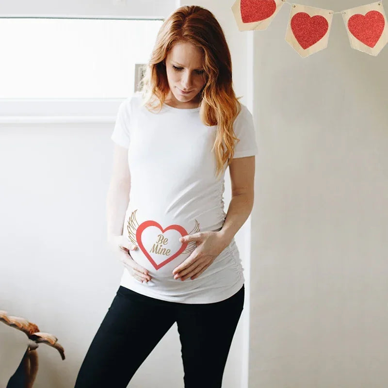 Little Valentine Cute Baby Heart Pregnant Shirts Valentine's Day Pregnancy Announcement