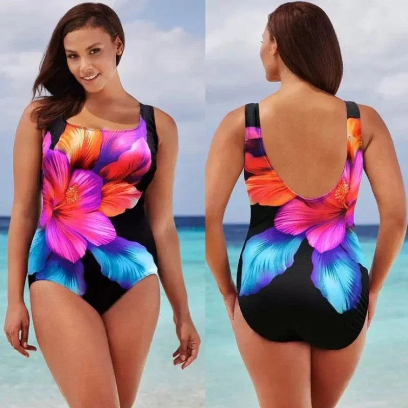 Plus Size Striped One Piece Swimwear