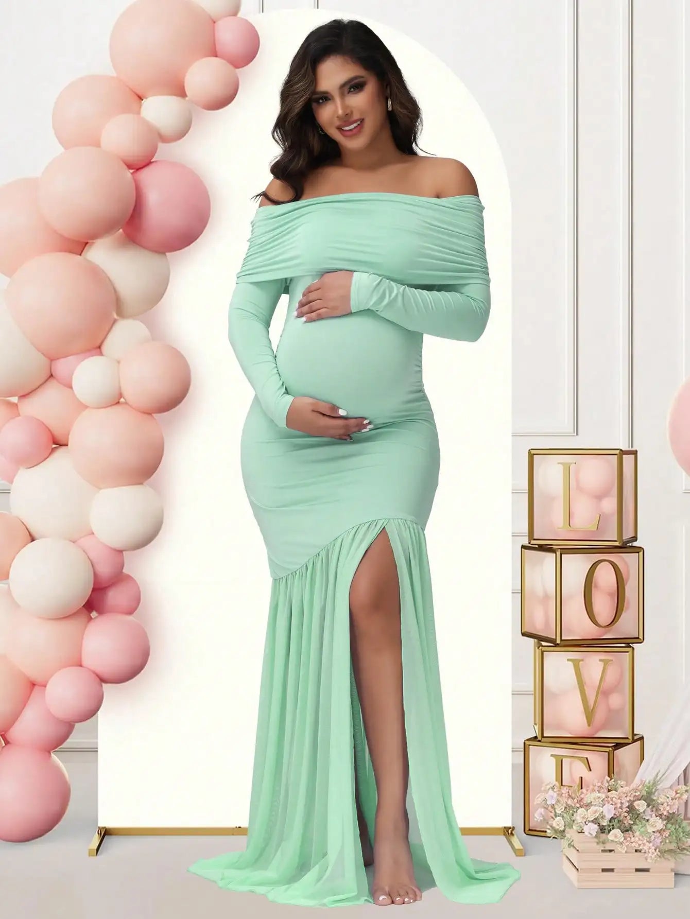 Maternity Off-Shoulder Dresses For Photoshoot